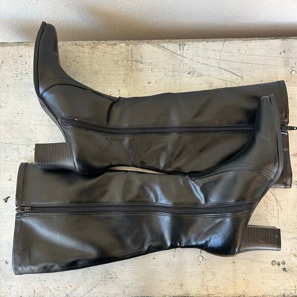 Predictions tall boots faux leather square toe block heel classic glam 6.5 - Picture 10 of 13